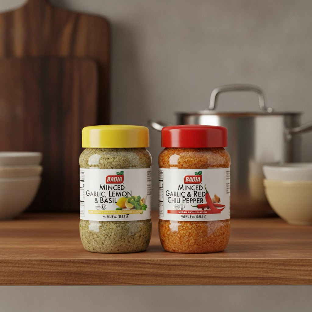 Badia Lemon Basil & Red Chili Minced Garlic Bundle — lifestyle