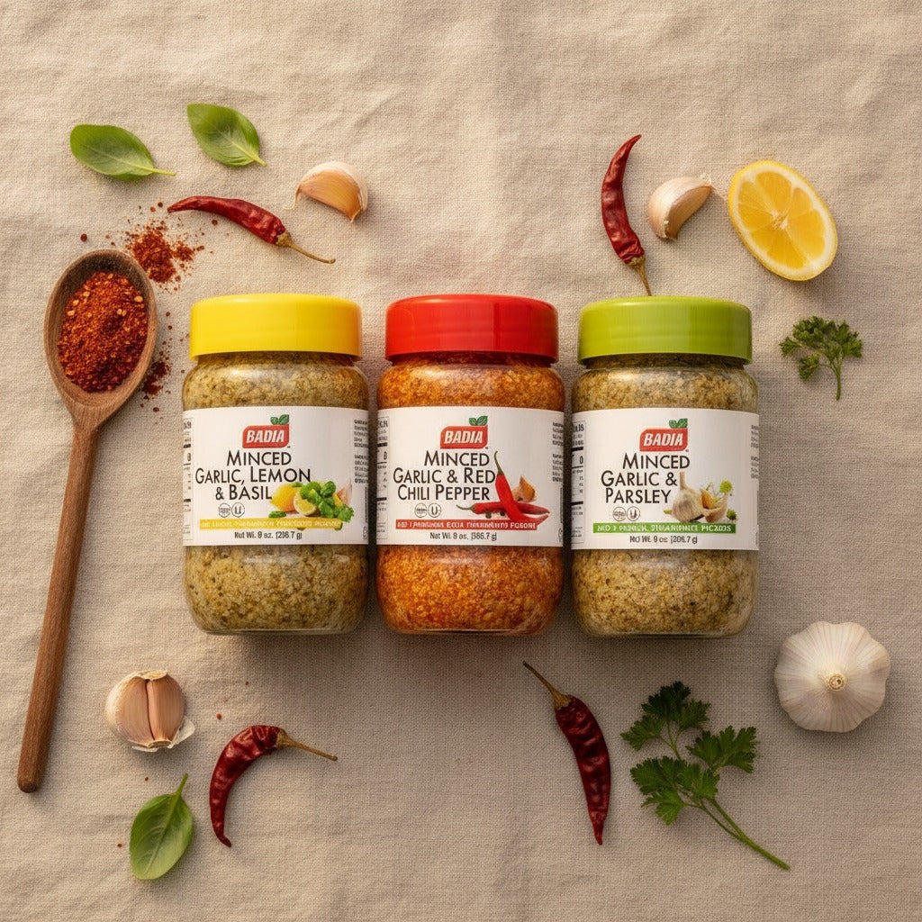 Badia Parsley, Lemon Basil & Red Chili Minced Garlic Bundle — lifestyle