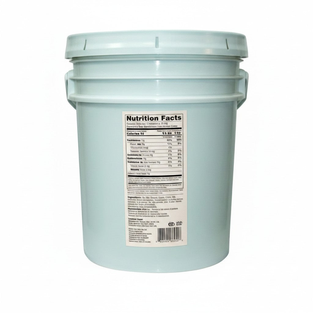 Bodega Badia Lemon Pepper Seasoning in a 30 lb pale blue bucket. Features lemon, pepper, garlic, and herbs.