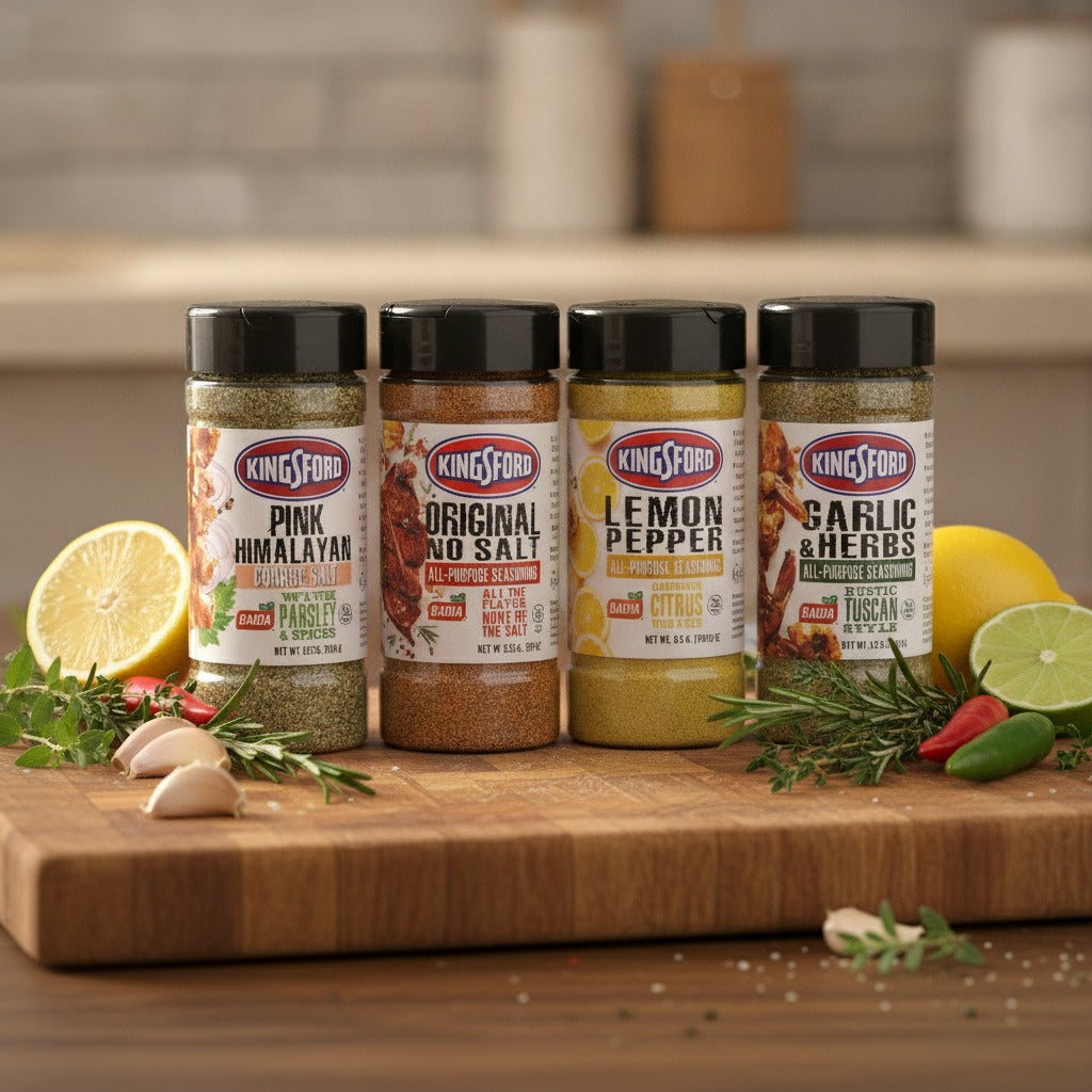 Kingsford Pink Himalayan, No Salt, Lemon Pepper & Garlic Herbs Seasoning Bundle — lifestyle