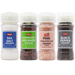 Badia Sea Salt, Peppercorn Mélange, Pink Himalayan Salt & Black Pepper Grinder Bundle