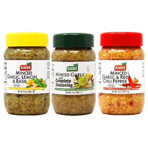 Minced Garlic Complete Seasoning® - Lemon Basil -Red Chili Pepper- 8oz – Bundle