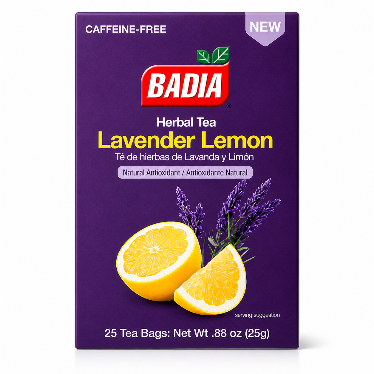 Badia Lavender Lemon Herbal Tea Bags - Caffeine Free Tea 25 Ct