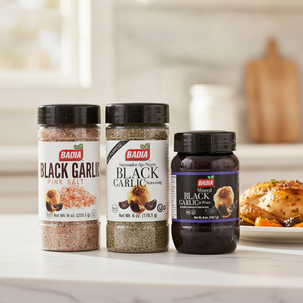 Badia Black Garlic Pink Salt, Seasoning & Minced Black Garlic Bundle — lifestyle