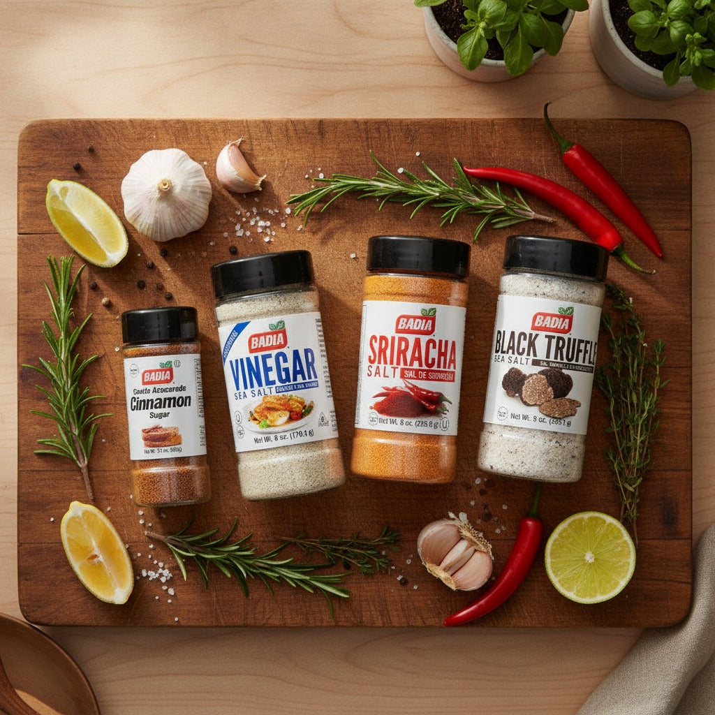 Badia Black Truffle, Sriracha, Vinegar Salt & Cinnamon Sugar Bundle — lifestyle