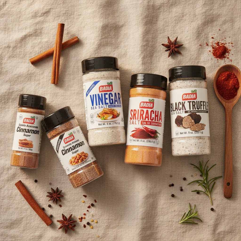 Badia Black Truffle, Sriracha, Vinegar Salt & Cinnamon Sugar Bundle — lifestyle