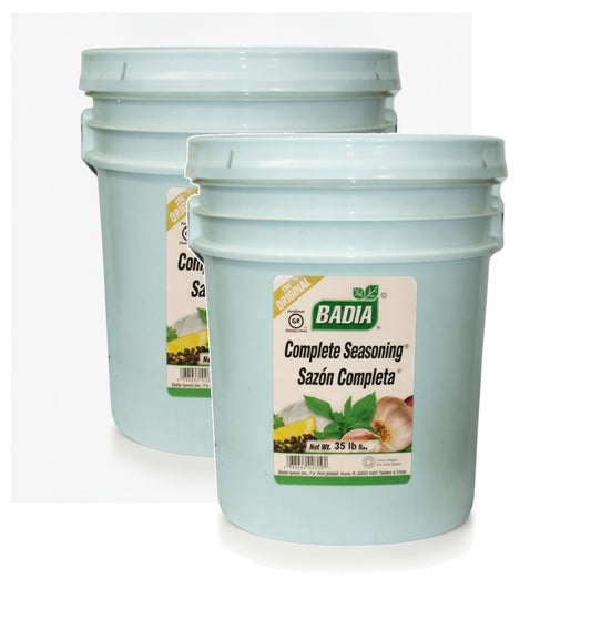 Badia Complete Seasoning, 35 lb, Pack of 2 — Badia food service bucket on white