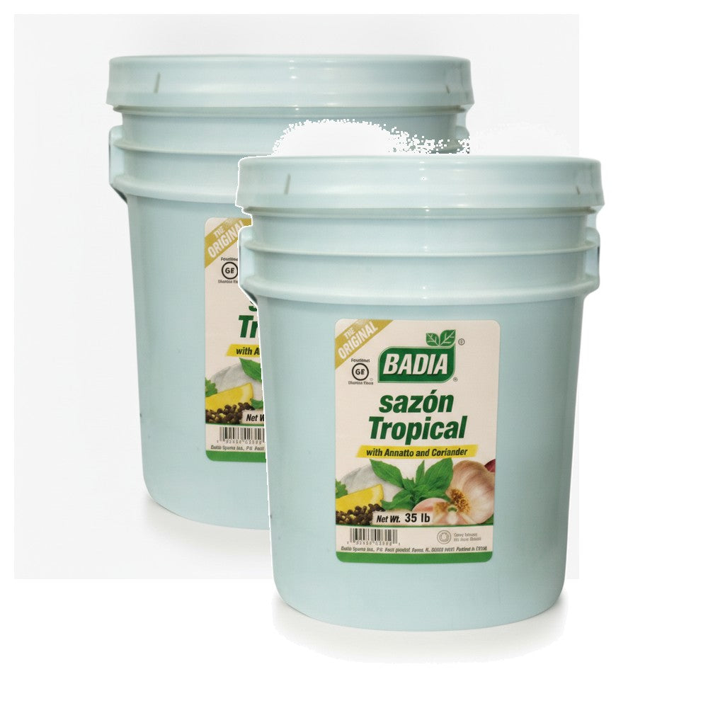 Badia Sazón Tropical, 35 lb, Pack of 2 — Badia food service bucket on white