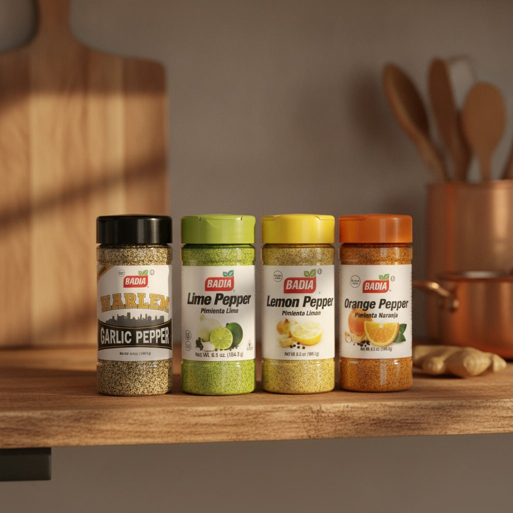 Badia Harlem Garlic, Lime, Lemon & Orange Pepper Bundle — lifestyle