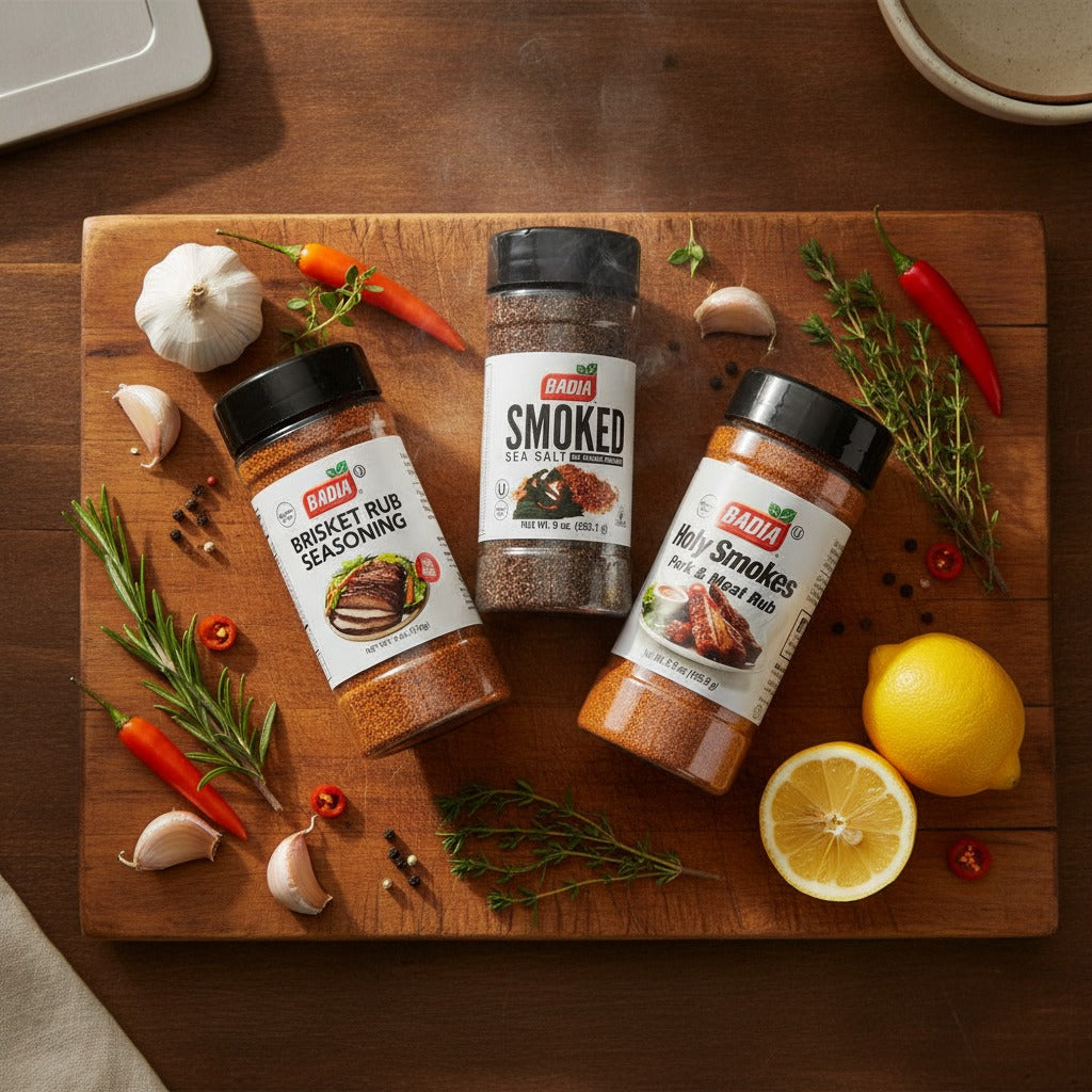 Badia Holy Smokes Pork Rub, Smoked Sea Salt & Brisket Rub Bundle — lifestyle
