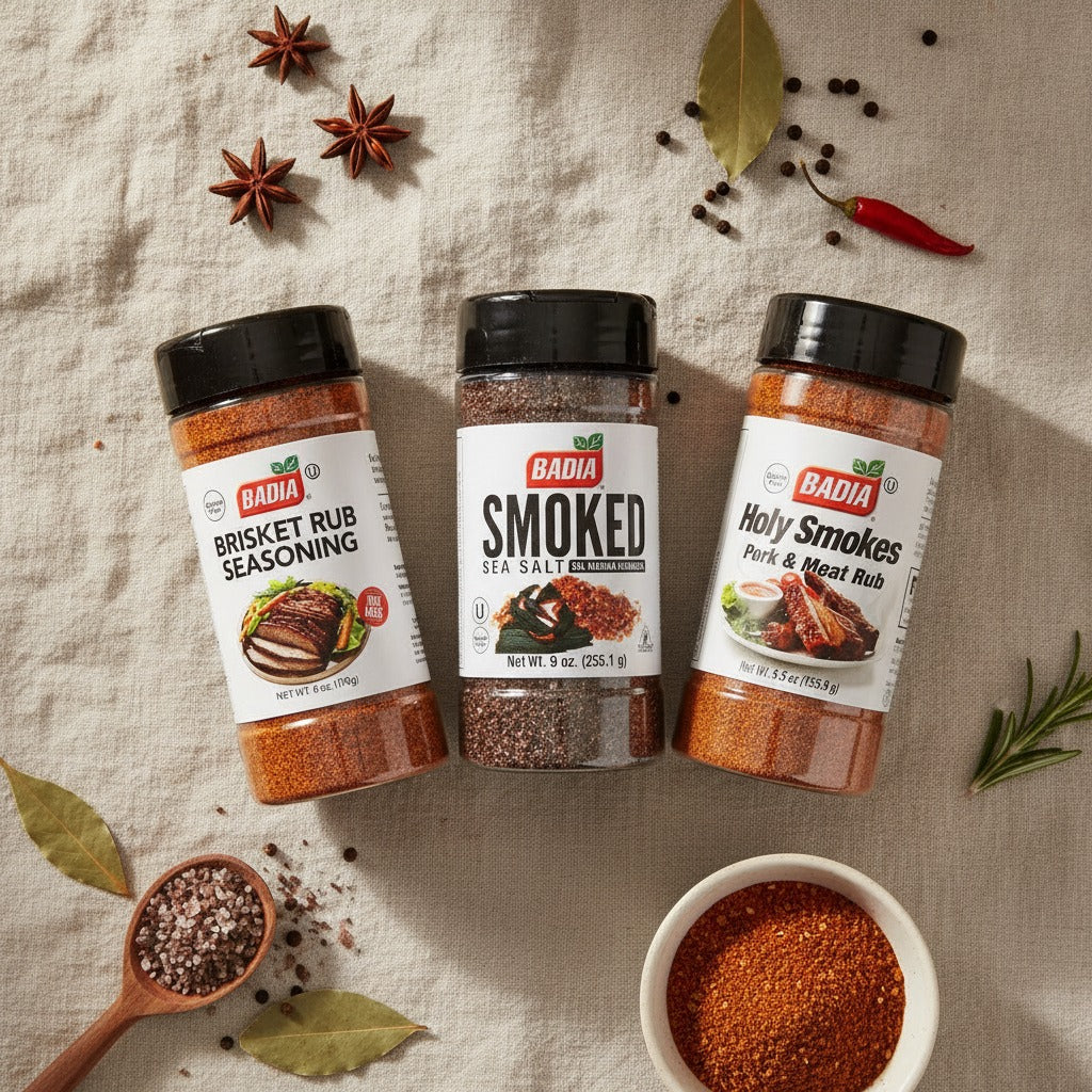 Badia Holy Smokes Pork Rub, Smoked Sea Salt & Brisket Rub Bundle — lifestyle