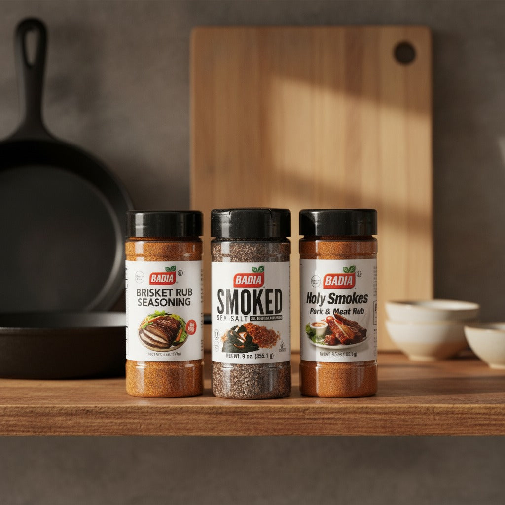 Badia Holy Smokes Pork Rub, Smoked Sea Salt & Brisket Rub Bundle — lifestyle