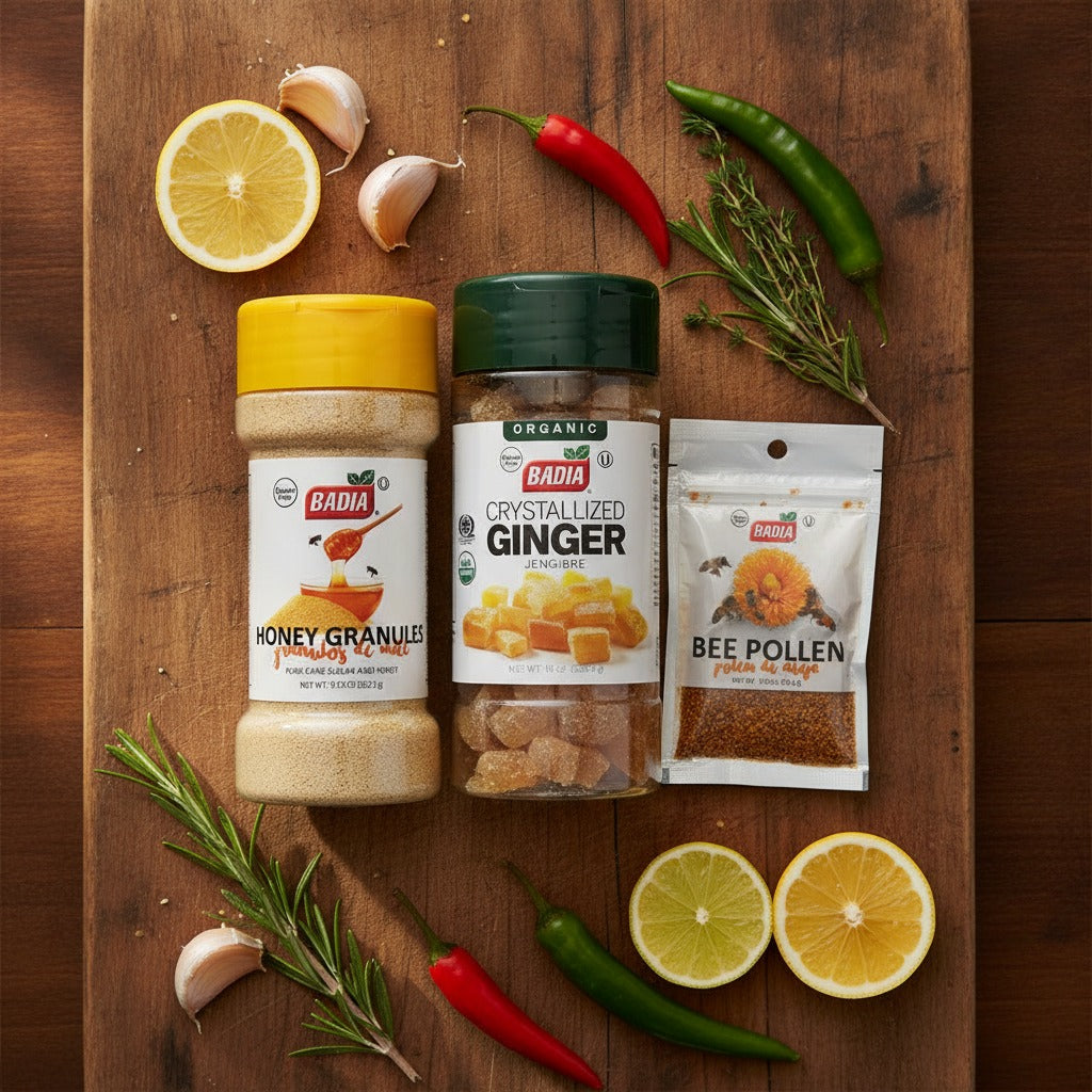 Badia Honey Granules, Crystallized Ginger & Bee Pollen Bundle — lifestyle