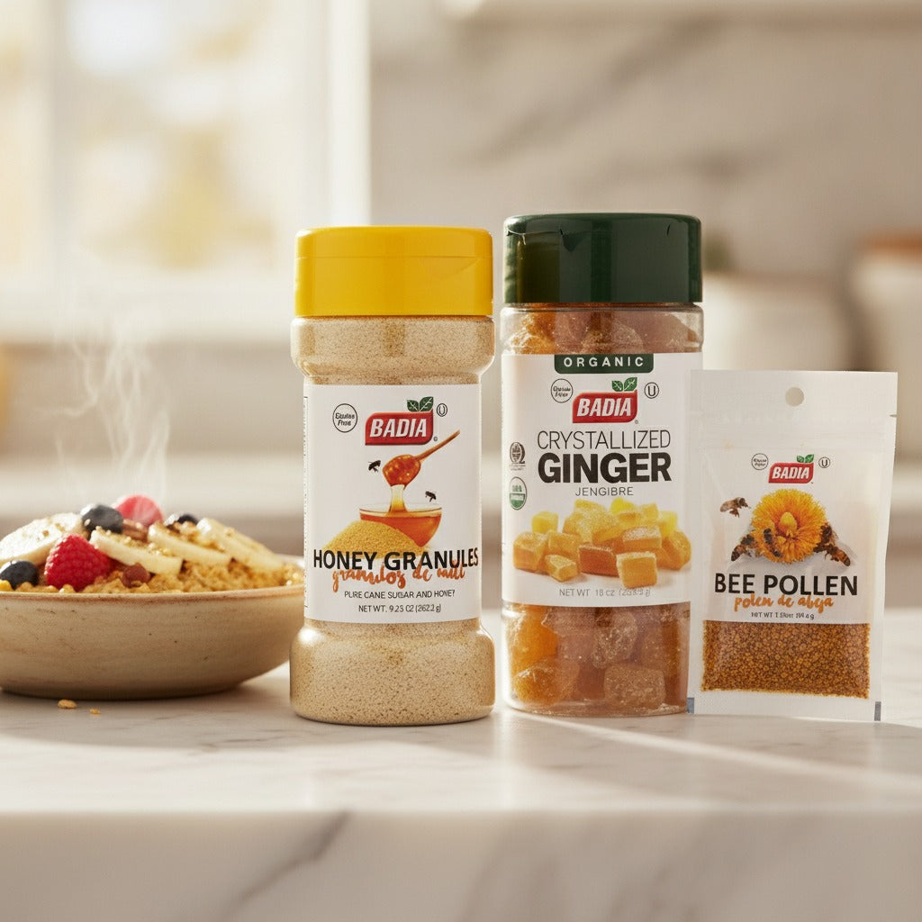 Badia Honey Granules, Crystallized Ginger & Bee Pollen Bundle — lifestyle