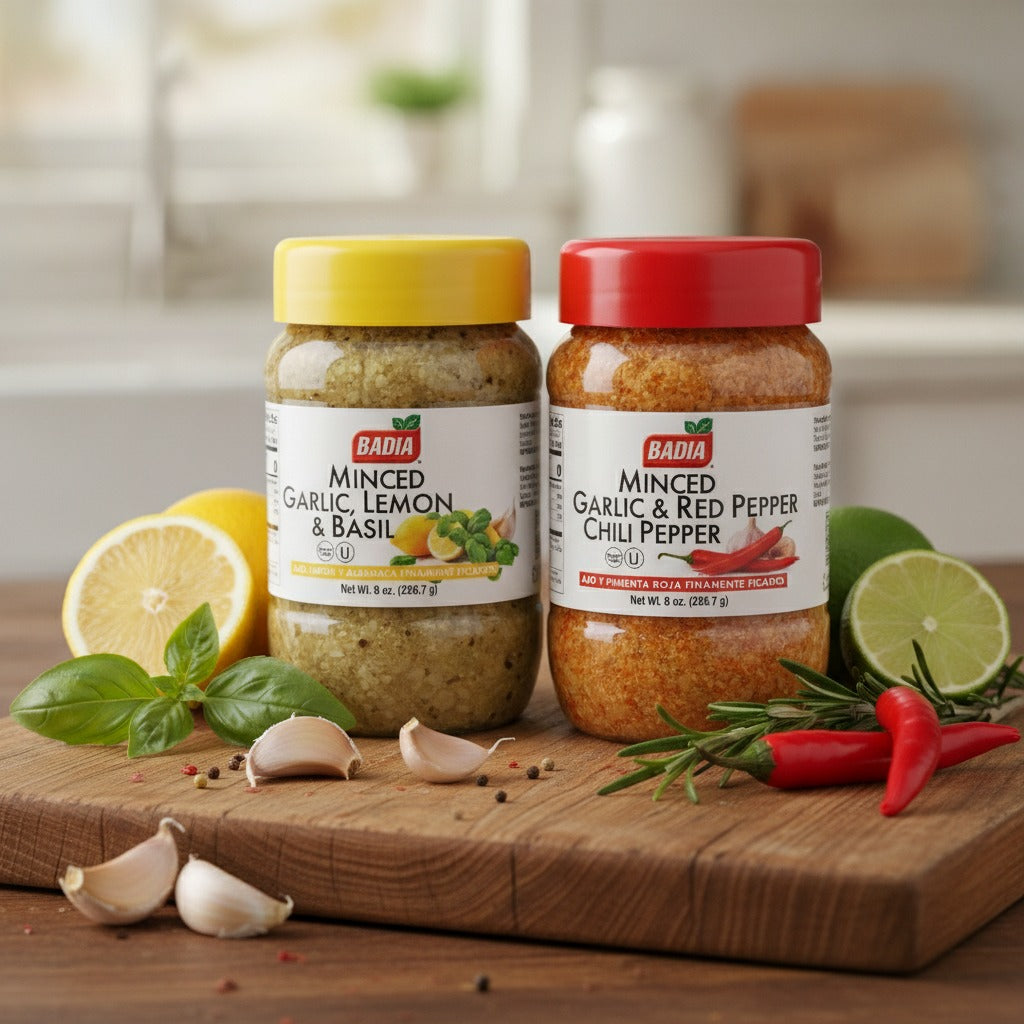 Badia Lemon Basil & Red Chili Minced Garlic Bundle — lifestyle