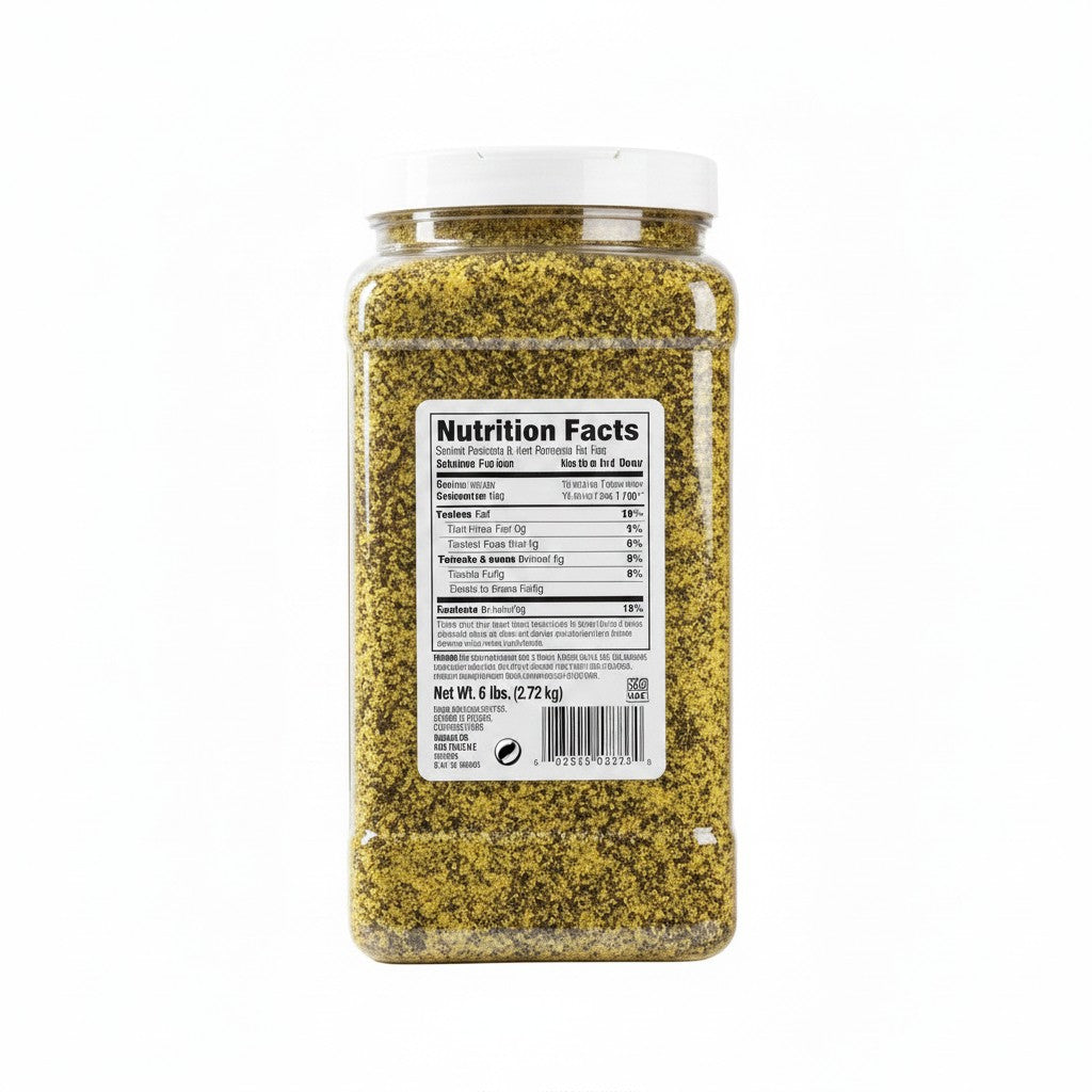 Badia Lemon Pepper Seasoning in a 6 lb clear plastic jug with a white lid. The label features the Badia logo, lemon slices, and text.