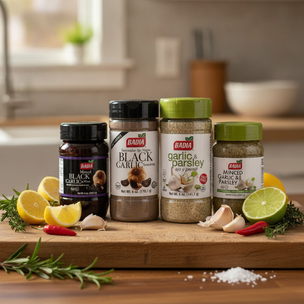 Badia Minced Black Garlic, Black Garlic Seasoning, Garlic Parsley & Minced Garlic Parsley Bundle — lifestyle