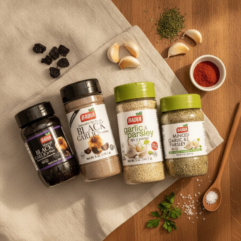 Badia Minced Black Garlic, Black Garlic Seasoning, Garlic Parsley & Minced Garlic Parsley Bundle — lifestyle