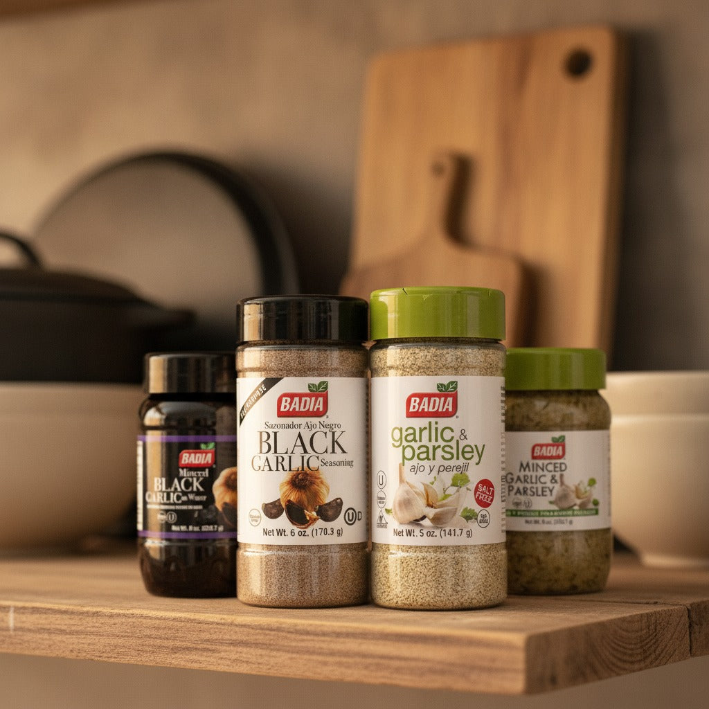 Badia Minced Black Garlic, Black Garlic Seasoning, Garlic Parsley & Minced Garlic Parsley Bundle — lifestyle