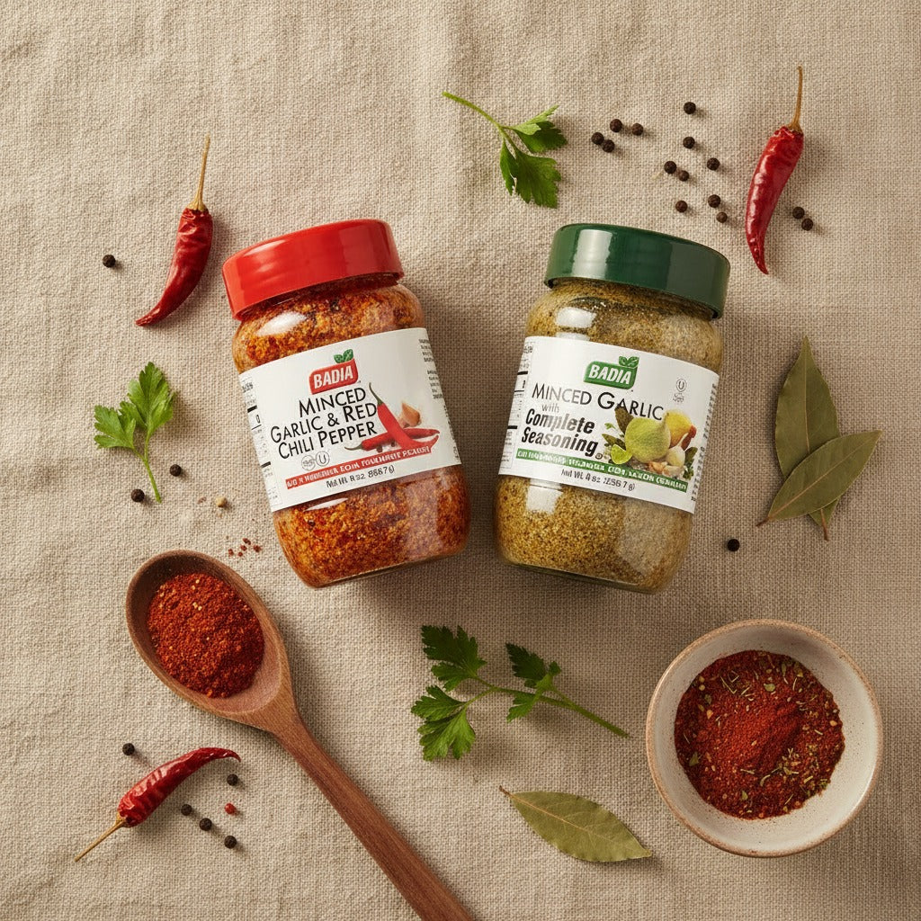 Badia Minced Garlic Complete Seasoning & Red Chili Pepper Bundle — lifestyle