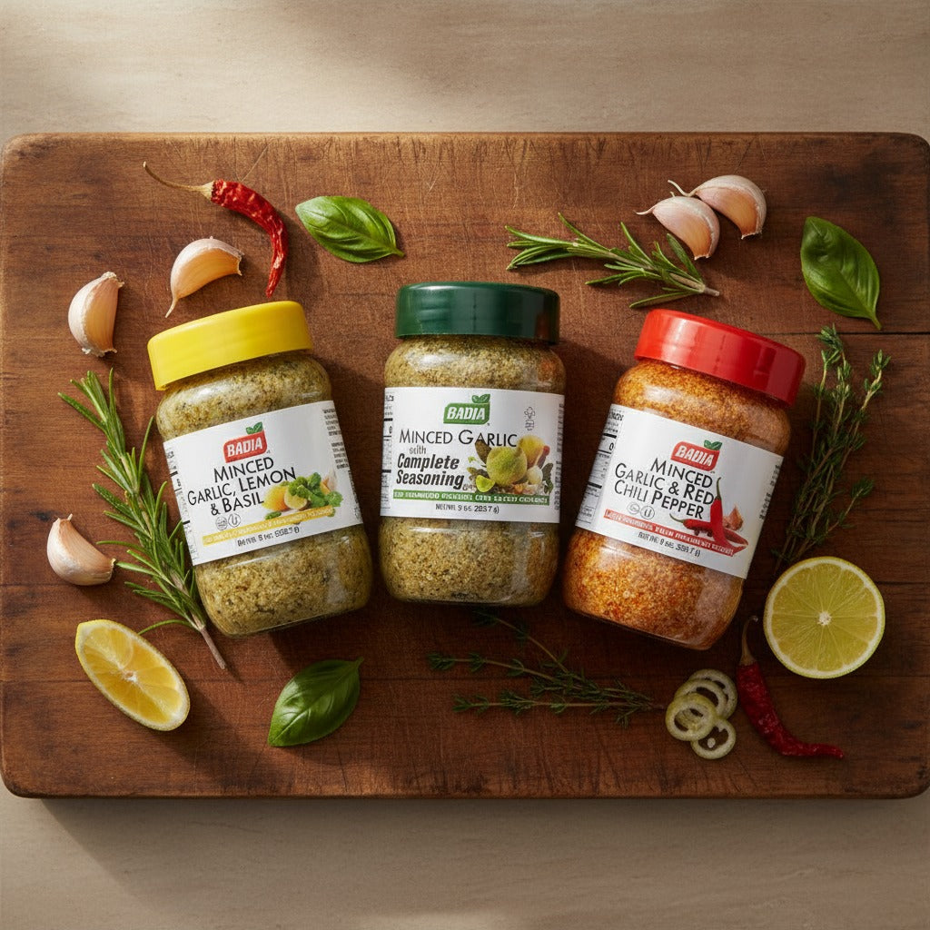 Badia Minced Garlic Complete Seasoning, Lemon Basil & Red Chili Pepper Bundle — lifestyle