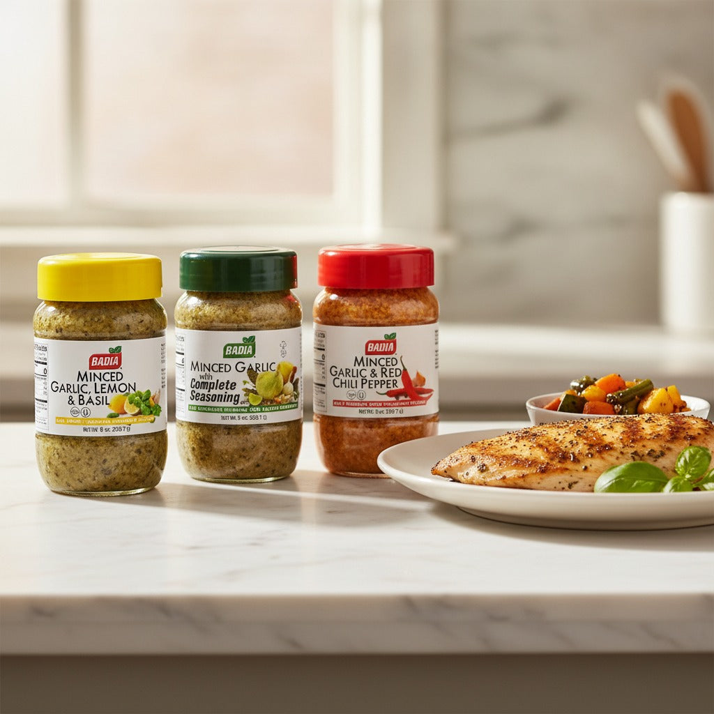 Badia Minced Garlic Complete Seasoning, Lemon Basil & Red Chili Pepper Bundle — lifestyle