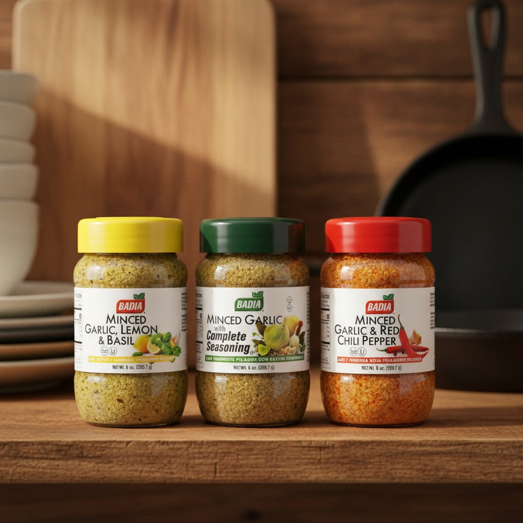 Badia Minced Garlic Complete Seasoning, Lemon Basil & Red Chili Pepper Bundle — lifestyle