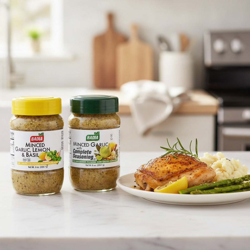Badia Minced Garlic with Complete Seasoning & Minced Garlic with Lemon Basil Bundle — lifestyle