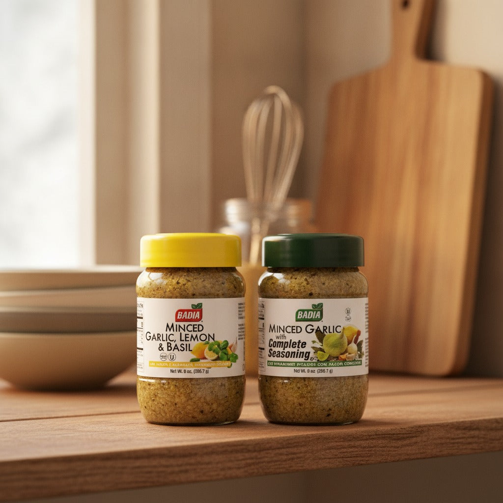 Badia Minced Garlic with Complete Seasoning & Minced Garlic with Lemon Basil Bundle — lifestyle