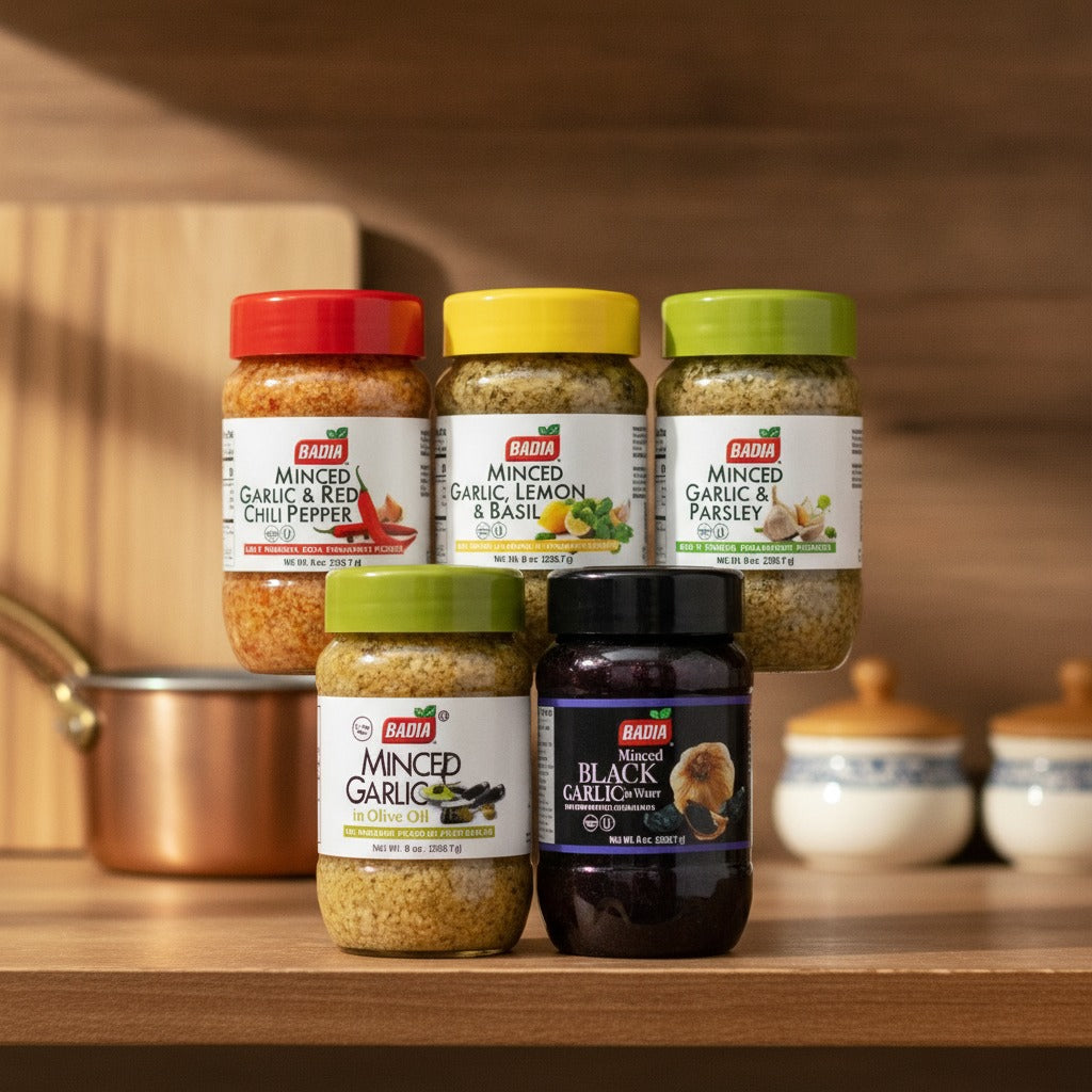 Badia Red Chili, Lemon Basil, Parsley, Black & Olive Oil Minced Garlic Bundle — lifestyle