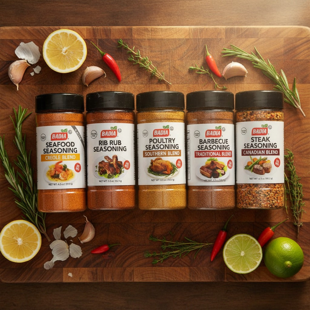 Badia Seafood, Rib Rub, Poultry, Barbecue & Steak Seasoning Bundle — lifestyle