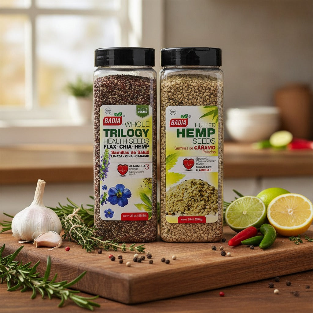 Badia Trilogy Health Seeds & Hulled Hemp Seeds Bundle — lifestyle