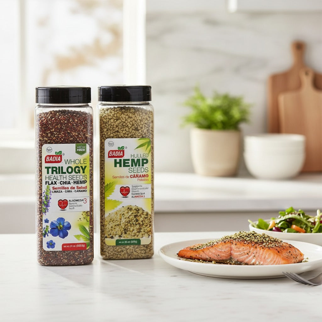 Badia Trilogy Health Seeds & Hulled Hemp Seeds Bundle — lifestyle