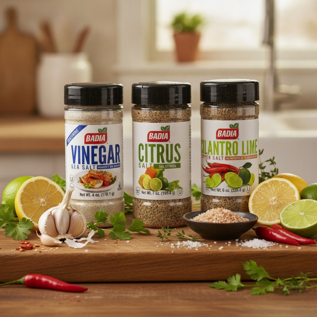 Badia Vinegar Sea Salt, Citrus Salt & Cilantro Lime Pepper Salt Bundle — lifestyle