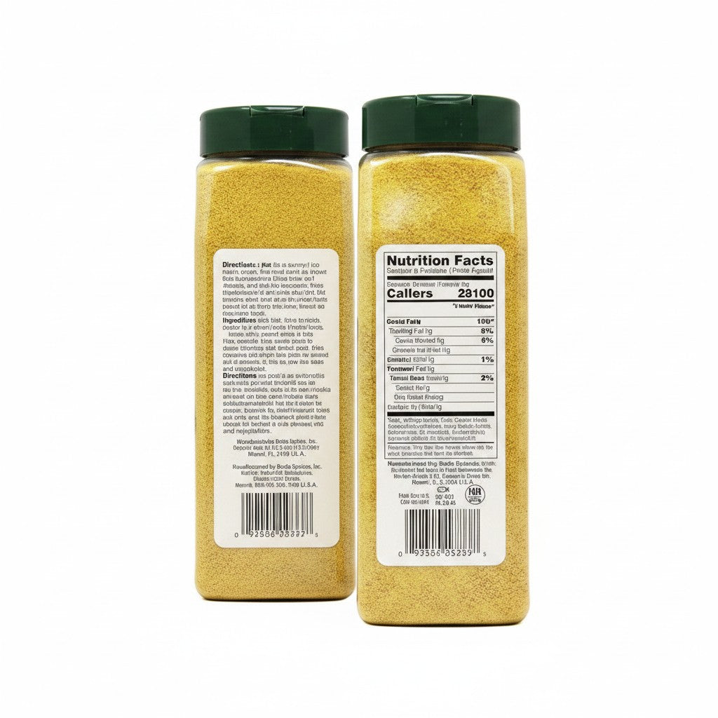Bodega Badia Adobo Seasoning without Pepper, 2 lb bottles, pack of 2. Yellow seasoning with garlic, oregano, and turmeric.