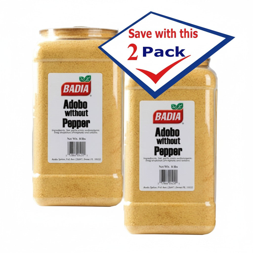 Bodega Badia Adobo Seasoning Without Pepper, 2 x 8 lb jugs. All-purpose Cuban seasoning base.