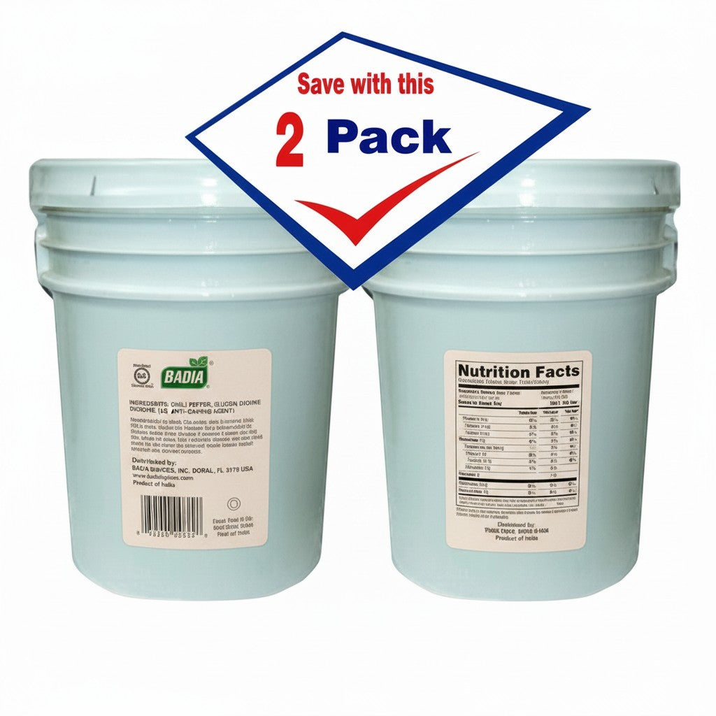 Bodega Badia Chili Powder 25 lb 2 Pack. Bulk foodservice size for Mexican and Tex-Mex cooking.