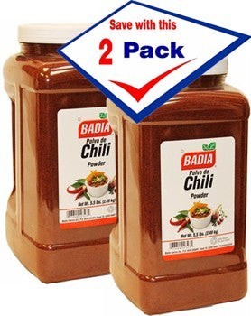 Bodega Badia Chili Powder Spice, 2 pack of 5.5 lb jugs, bulk seasoning for Tex-Mex, Mexican, and BBQ.