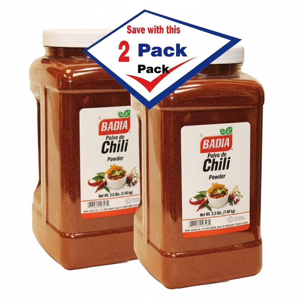 Bodega Badia Chili Powder Spice, 2-pack of 5.5 lb jugs for high-volume kitchens. Bulk spice for Tex-Mex, Mexican, and BBQ.