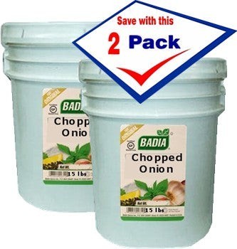 Bodega Badia Chopped Onion Spice, 15 lb containers, 2 pack. Dehydrated onion for cooking.