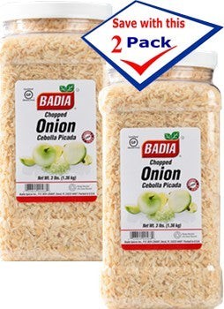 Bodega Badia Chopped Onion Spice, 2 x 3 lb containers of dehydrated onion flakes for cooking. Save with this 2 Pack.