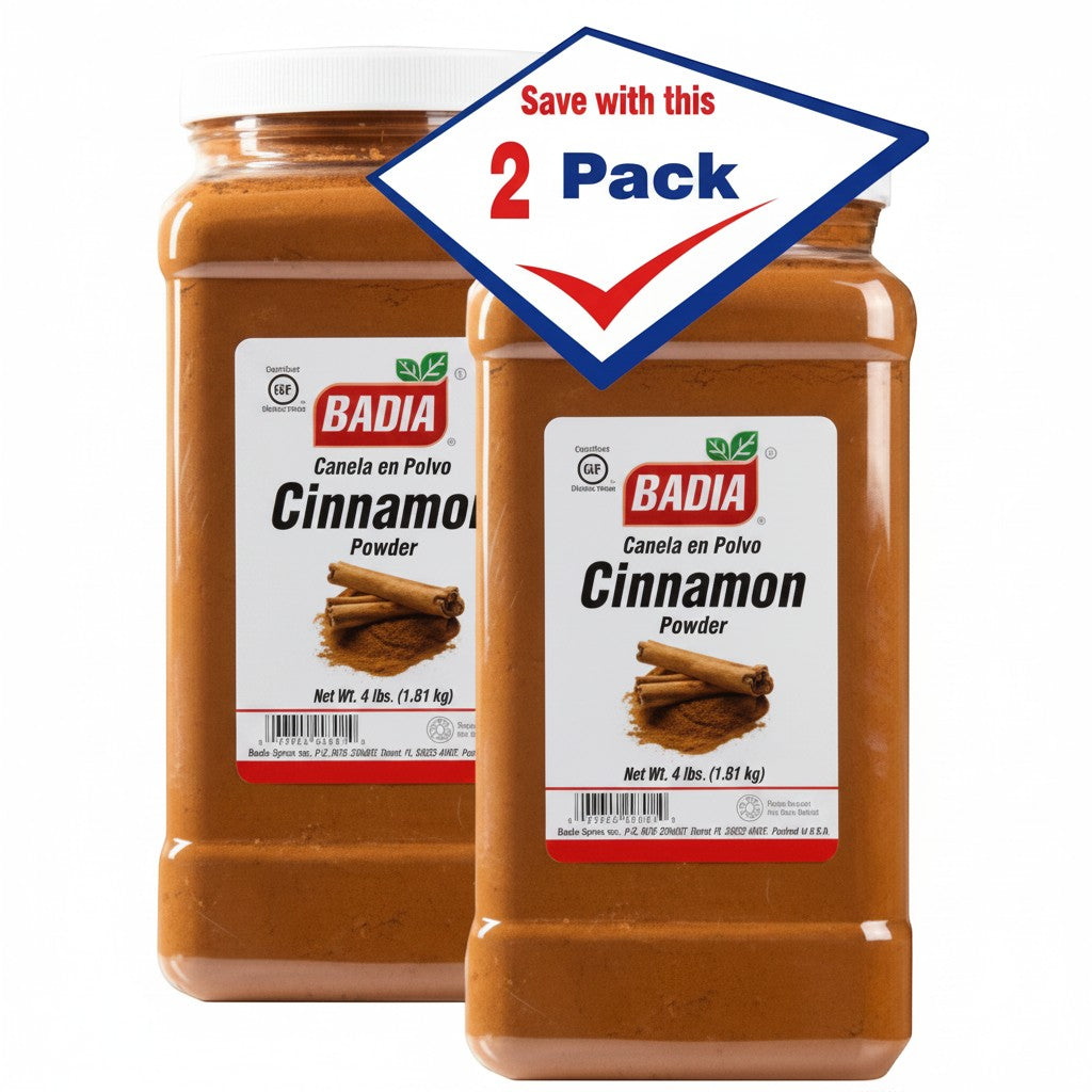 Bodega Badia Cinnamon Powder Spice, 4 lb bag, two-pack. Ground cassia cinnamon with a sweet-warm aroma, ideal for baking and cooking.