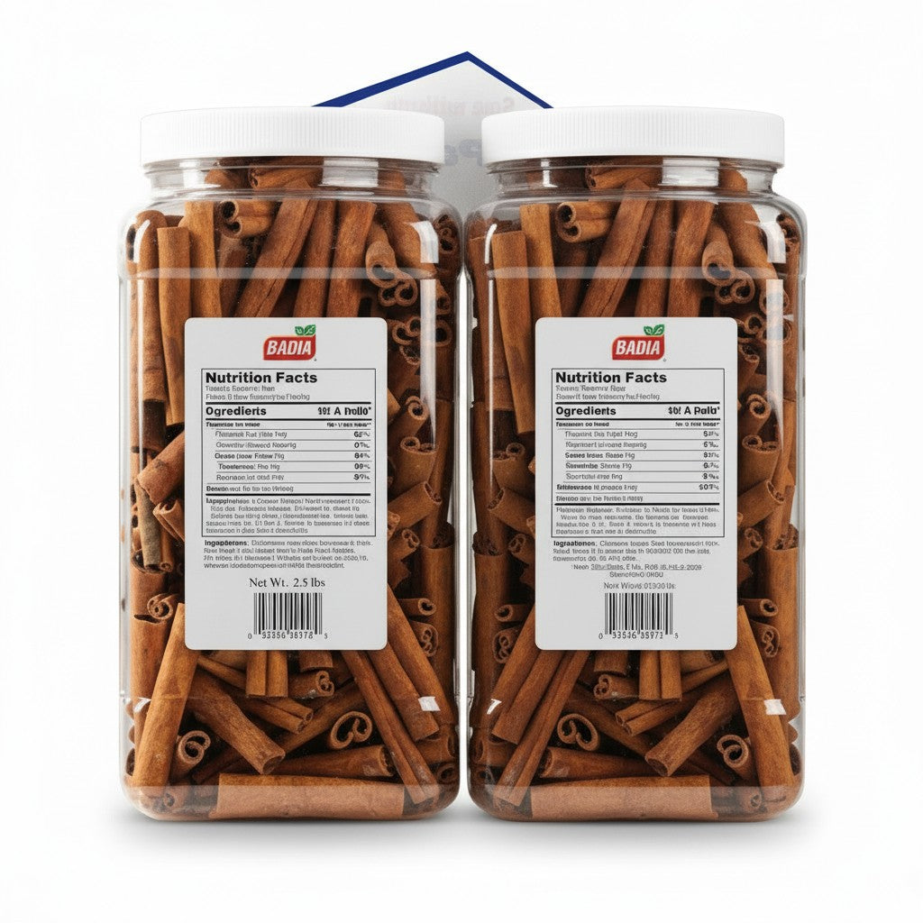 Bodega Badia whole cassia cinnamon sticks, 2.5 lb pack of 2. Hard, tightly rolled quills for simmering and steeping.