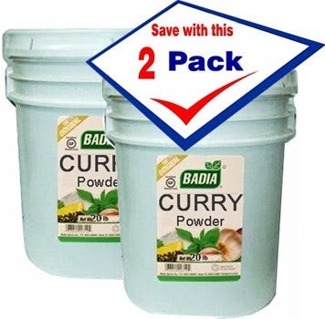 Bodega Badia Curry Powder, 2 x 20 lb buckets. A blend of turmeric, coriander, cumin, fenugreek, and chiles.