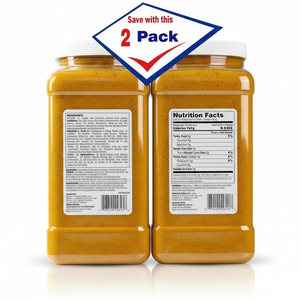 Bodega Badia Curry Powder, 4 lb twin-pack, a blend of turmeric, coriander, cumin, fenugreek, ginger, and chili.