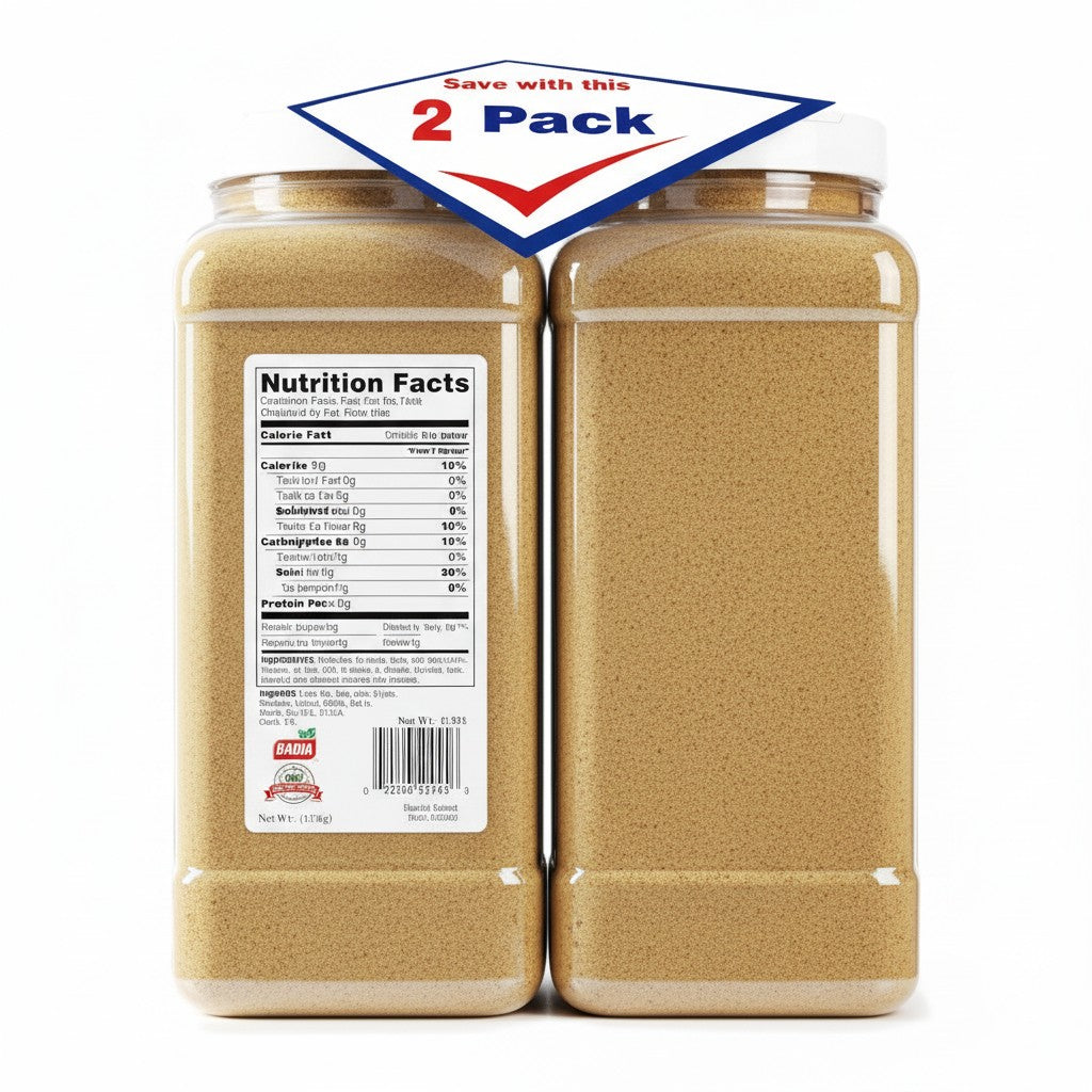 Bodega Badia Granulated Garlic Spice, 2 x 5.5 lb containers. Dehydrated garlic granules for cooking.