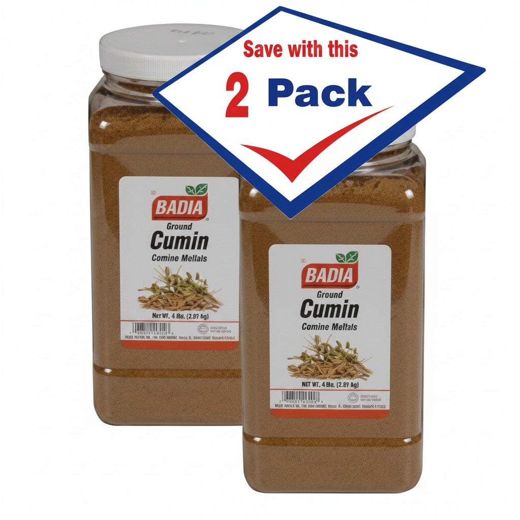 Bodega Badia Ground Cumin Spice, 2 pack of 4 lb jugs, total 8 lbs. Fine ground for cooking.