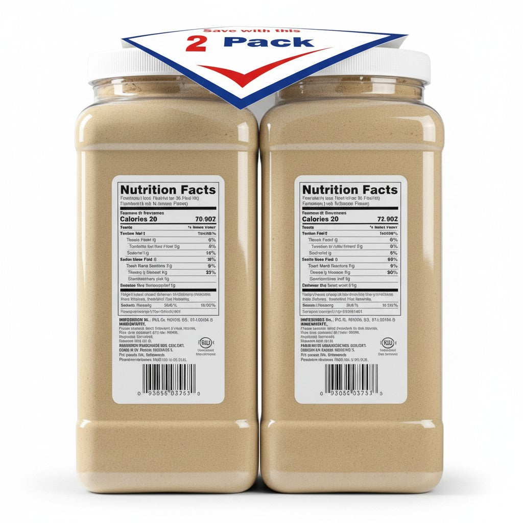 Bodega Badia Ground White Pepper spice in two 4 lb clear plastic jars. Ideal for cream sauces and light-colored dishes.