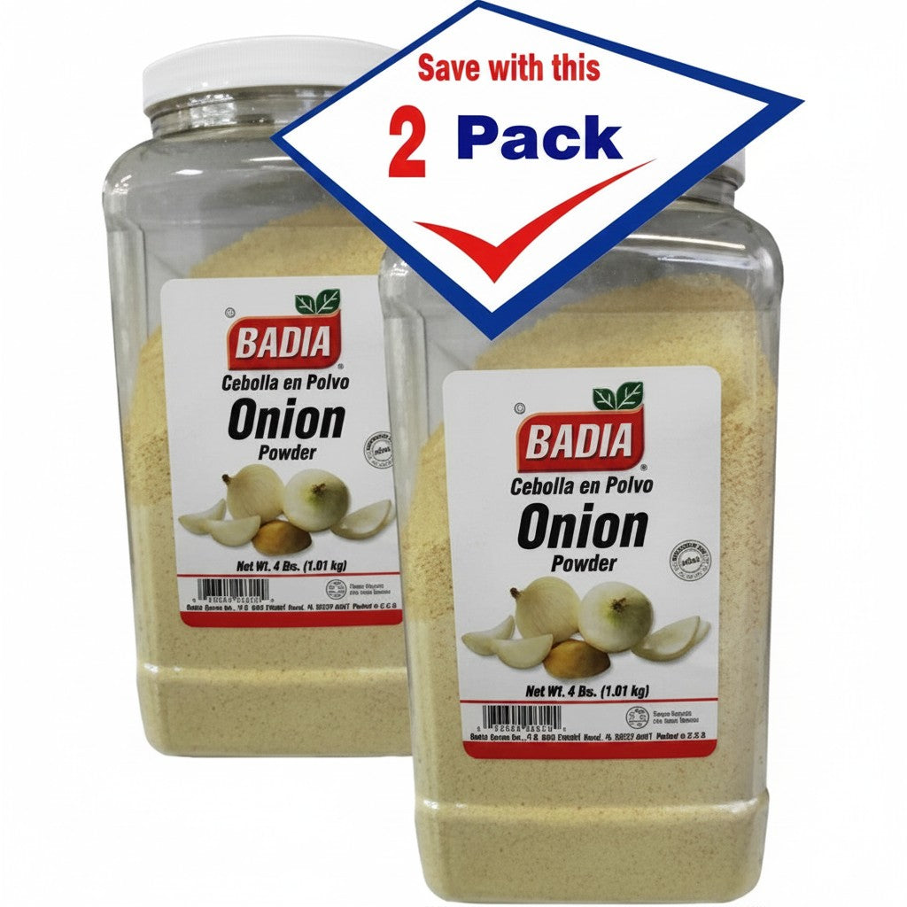 Bodega Badia Onion Granulated Spice, 2 pack of 4 lb jugs, 8 lbs total. Granulated onion powder for rubs, brines, and dressings.