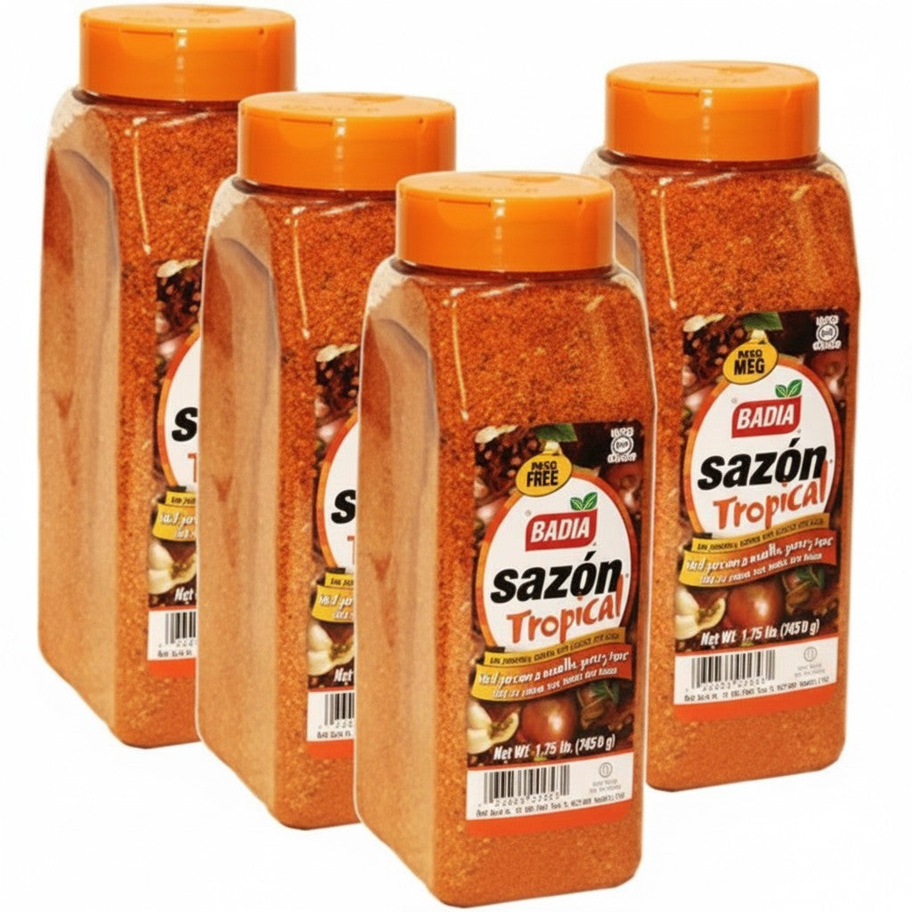 Bodega Badia Sazón Tropical Seasoning with Coriander & Annatto (No MSG) 3-pack, 1.75 lb each. Ideal for Latin American dishes.